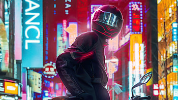 Biker City Colorful HD wallpaper