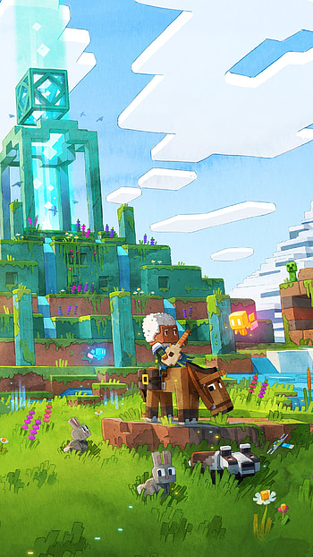 Minecraft Legends - The Lute, video game, Minecraft Legends, Minecraft, animation, landscape HD phone wallpaper