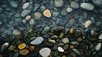 Serene Pebble Pond, pebbles, nature, stone HD wallpaper