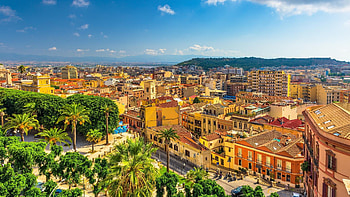 Cagliari Sardinia, Panoramic view, Palm trees, Italian panorama HD wallpaper