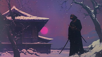 Retro Samurai in Snowy Landscape -, Anime, retro anime, samurai, Japanese, anime samurai HD wallpaper