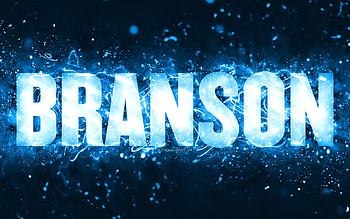 Happy Birtay Branson, , blue neon lights, Branson name, creative, Branson Happy Birtay, Branson Birtay, popular american male names, with Branson name, Branson HD wallpaper
