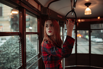 Girl Standing In Tram , girls, graphy, tram HD wallpaper