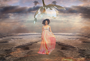 Light Energy - for my friend yingakirah, sea, light, flower, sky, girl, energy, collage HD wallpaper
