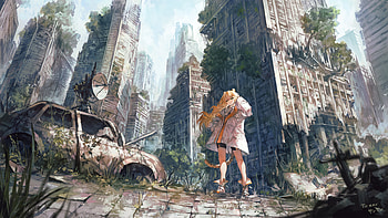 Anime — Echoes of the Overgrown City, Anime, post apocalyptic HD wallpaper