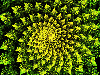 Fractal, spiral, bright green pattern HD wallpaper