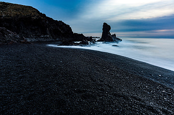 Black coast, seashore, nature HD wallpaper