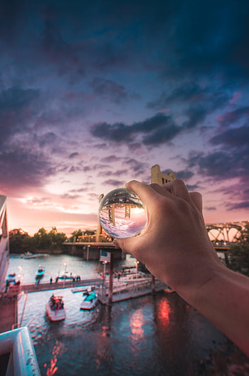 Cities, City, Hand, Bridge, Ball HD phone wallpaper