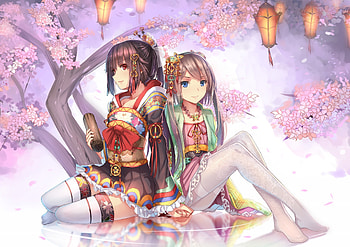 original Characters, Anime, Japanese Clothes, Cherry Blossom, Anime Girls, Manga / and Mobile Backgrounds HD wallpaper