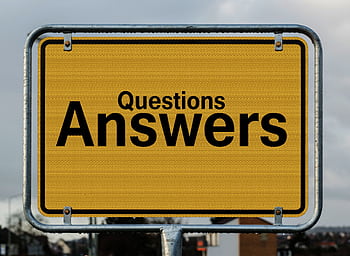 Yellow sign with text questions and answers suggesting direction in decision-making. HD wallpaper