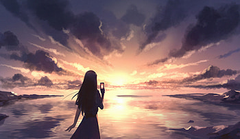 Evening Selfie Anime , anime-girl, anime, artist, artwork, digital-art, deviantart HD wallpaper