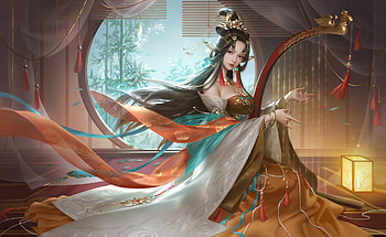 Fantasy girl, superb, instrument, frumusete, fantasy, arden, gorgeous, girl HD wallpaper