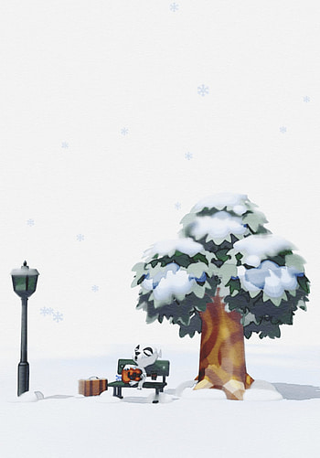 KK Snowy Bench, Winter, Animal Crossing HD phone wallpaper