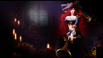 Riot, games, pirate, weapon, red hair, lol, dark HD wallpaper