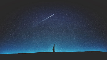 Art, Night, Silhouette, Minimalism, Starry Sky, Shooting Star HD wallpaper