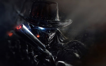 Shadow Man With Gun , skull, artist, artwork, digital-art HD wallpaper