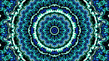 Blue Green Fractal Circles Lines Abstraction Abstract HD wallpaper