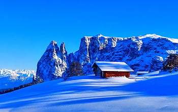 Winter, Nature, Mountains, Snow, Vertex, Top, Hut HD wallpaper