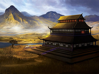 Plains of the Unicorn, horse, awesome, beauty, shrine, nice, scenery, cg, scenic, , sweet, scene, temple, house, beautiful, anime, pretty, building, unicorn, lovely, realistic, home HD wallpaper