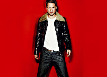 Brad Pitt, black, man, red, actor, male HD wallpaper