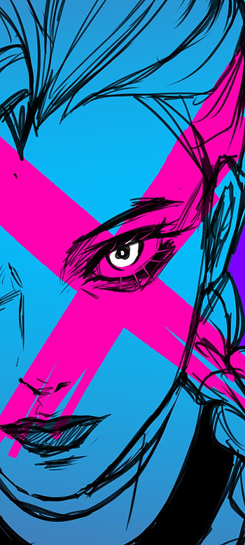 Jinx, magenta, art, blue, league of legends, lol, girl, arcane, anime HD phone wallpaper