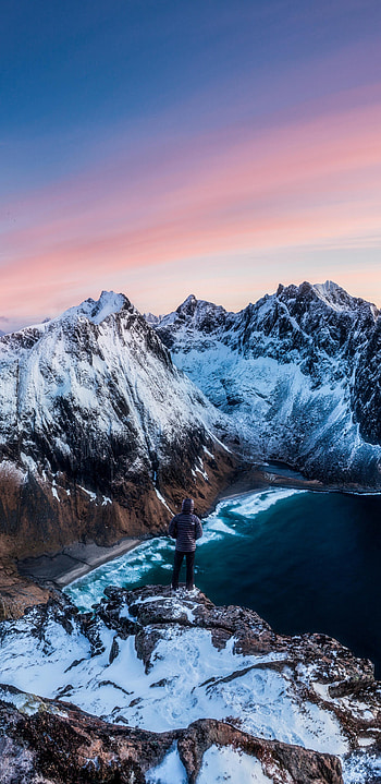 Glacier, Panoramic view, Arctic coast sunset, Samsung Galaxy HD phone wallpaper