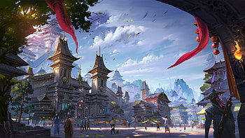 Fantasy, cloud, junchao, blue, world, castle HD wallpaper