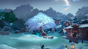 Anime Nature Background Trees Sky Moon Anime HD wallpaper