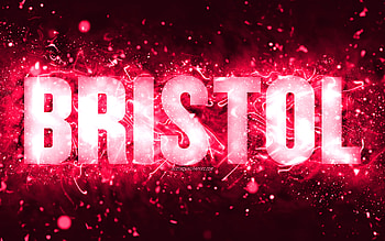 Happy Birtay Bristol, , pink neon lights, Bristol name, creative, Bristol Happy Birtay, Bristol Birtay, popular american female names, with Bristol name, Bristol HD wallpaper