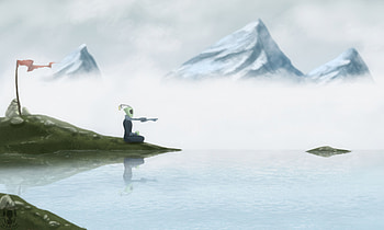 Mountain Meditation, mountain, snow, anime, artist, artwork, art, digital-art, deviantart HD wallpaper