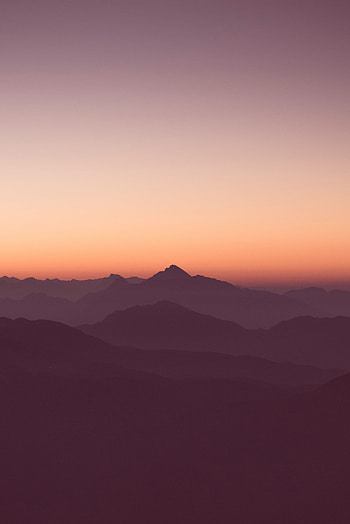 Nature, Sunset, Sky, Mountains, Horizon, Outlines HD phone wallpaper
