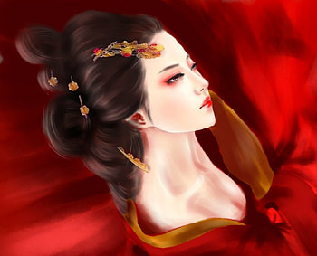 Fantasy girl, fantasy, pretty, woman, red HD wallpaper