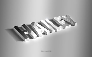 Hailey, silver 3d art, gray background, with names, Hailey name, Hailey greeting card, 3d art, with Hailey name HD wallpaper