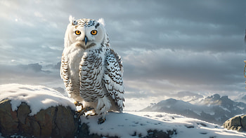 White Owl, white, owl, mountain, snow, Animal, Snowy Mountain, winter animals HD wallpaper