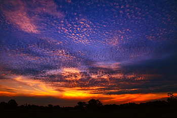 Sunset, clouds, blue orange sky HD wallpaper