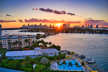 Miami Sunset, drone operator miami, sunset miami, drone miami, drone genius, drone graphy, Drone , miami drone , aerial skyline HD wallpaper