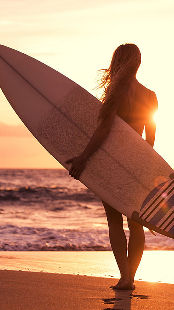 Girl Surfing, Vibrant HD phone wallpaper