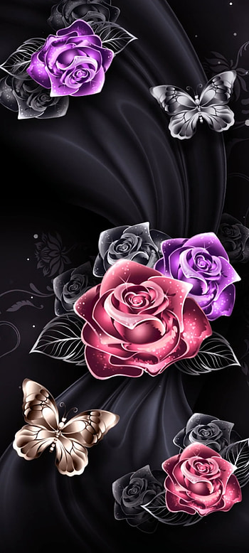 Luxury silk Flower, hybrid tea rose, graph, butterfly, classical, rose HD phone wallpaper