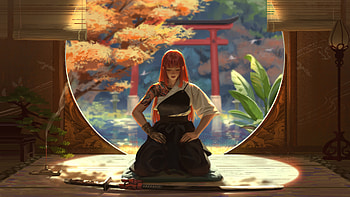 Asian Warrior Girl Meditation , asian, warrior, artist, artwork, digital-art, artstation, sword HD wallpaper