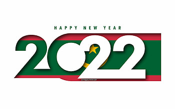 Happy New Year 2022 Mauritania, white background, Mauritania 2022, Mauritania 2022 New Year, 2022 concepts, Mauritania, Flag of Mauritania HD wallpaper