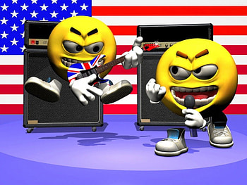 Hard Rockin Smileys, singing, music, smileys, american flag, guitar, rockin, flag HD wallpaper