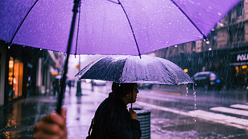 Rainy Day Vibes Under the Umbrella, rainy weather, umbrella, rain, silhouette, street HD wallpaper
