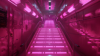 Pink Neon Aesthetic Staircase, aesthetic, pink, pink aesthetic, stairs HD wallpaper