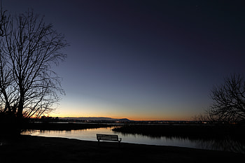 Sky, Twilight, Lake, Dark, Dusk, Bench HD wallpaper