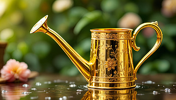Golden Elegance: A Ultra of a Watering Can, watering can, gold, gardening, decor, flower HD wallpaper