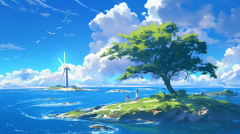 Serene Anime Summer: of an Island Escape, Anime, Anime Summer, island, sea HD wallpaper