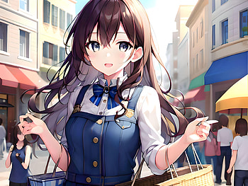 A girl in a market, AI Art, Anime, girl, anime girl HD wallpaper