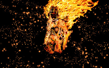 Fire Girl, babe, galaxy, fantasy, sky, girl, cgi, fire, dark HD wallpaper