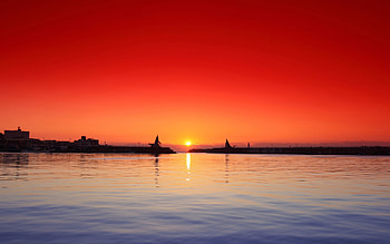 Port Sunset, nature, sunset HD wallpaper