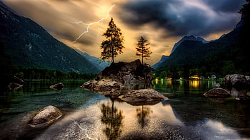 Lake Reflection, Lake, sky, Nature, Reflection, cloud HD wallpaper